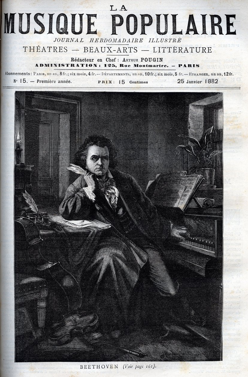 Ludwig van Beethoven (1770-1827), német zeneszerző és zongoraművész portréja – metszet a „La musique populaire”” jeles hetilapba – 1882 alkotó: Unknown artist