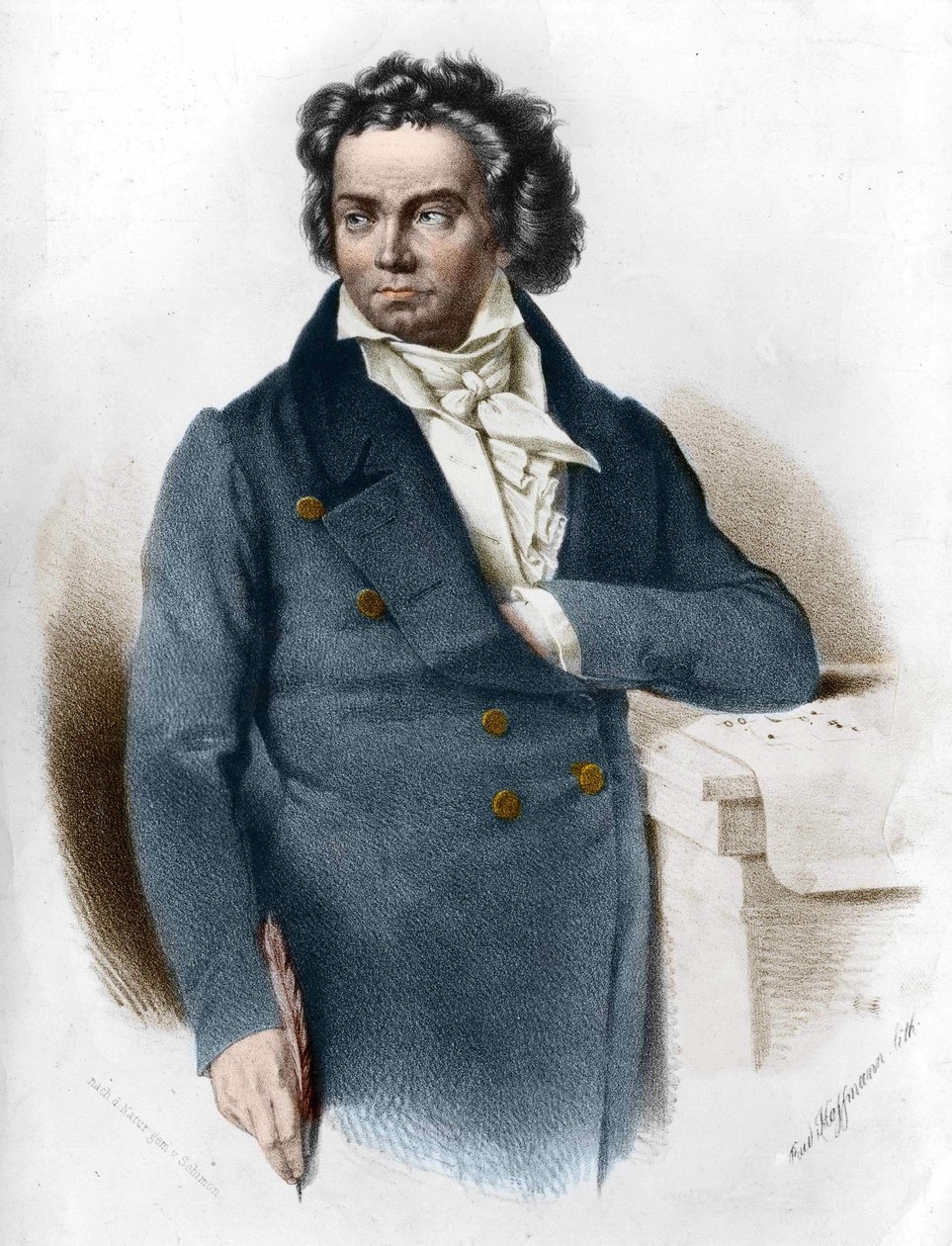Ludwig van Beethoven (1770 - 1827) portréja, a XIX. századi metszet alkotó: Unknown artist