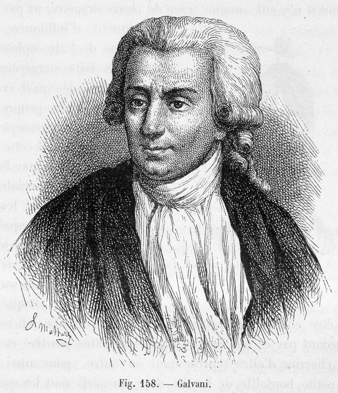 Luigi Galvani olasz orvos és fizikus (1737-1798) portréja – Amédée Guillemin „” Mágnesesség és elektromosság” című művében alkotó: Unknown artist