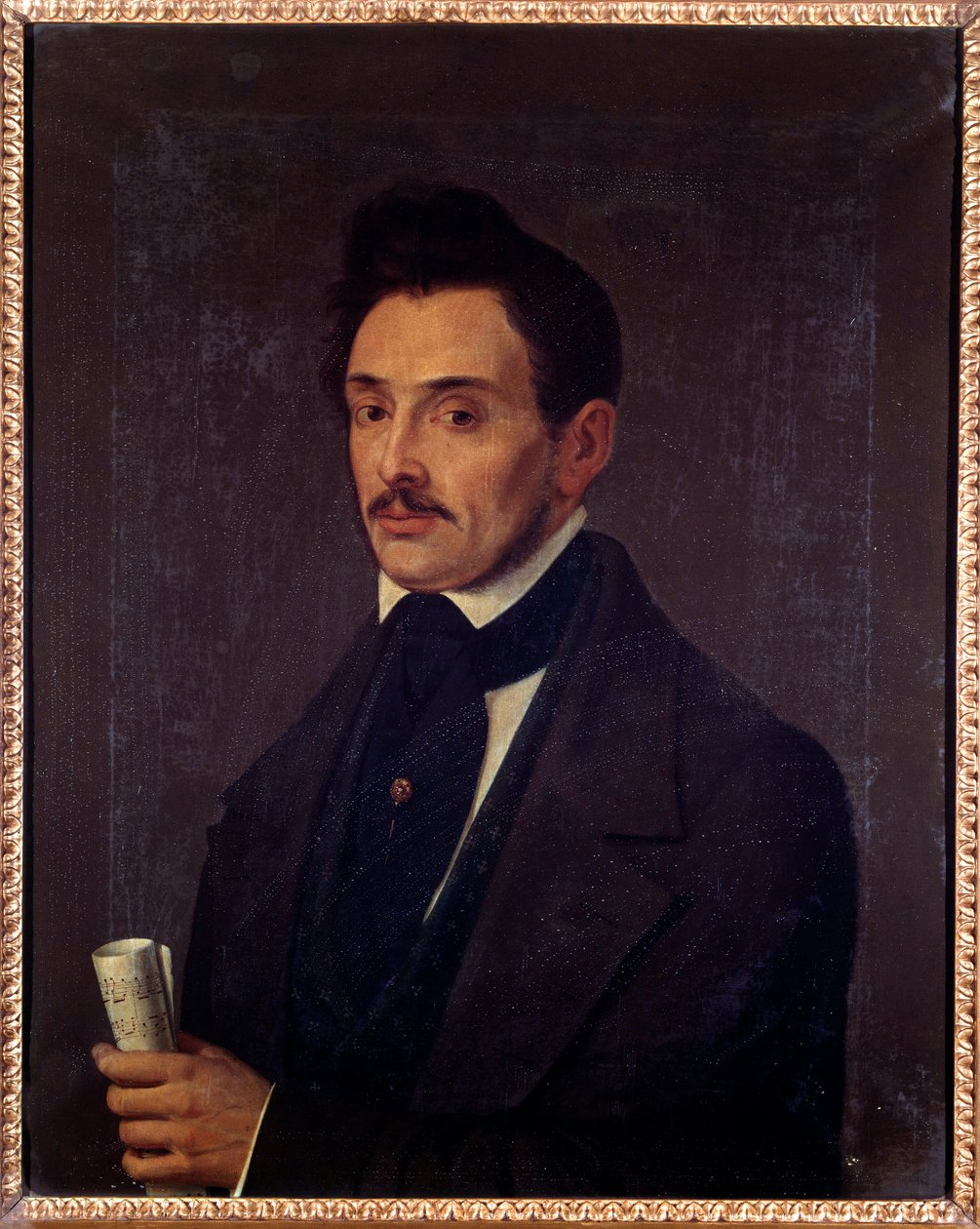 Luigi Ghirelli (XIX. század) basszusgitáros arcképe Anonymous festmény. 19. század. Bologna, polgári zenei bibliográfiai múzeum. alkotó: Unknown artist
