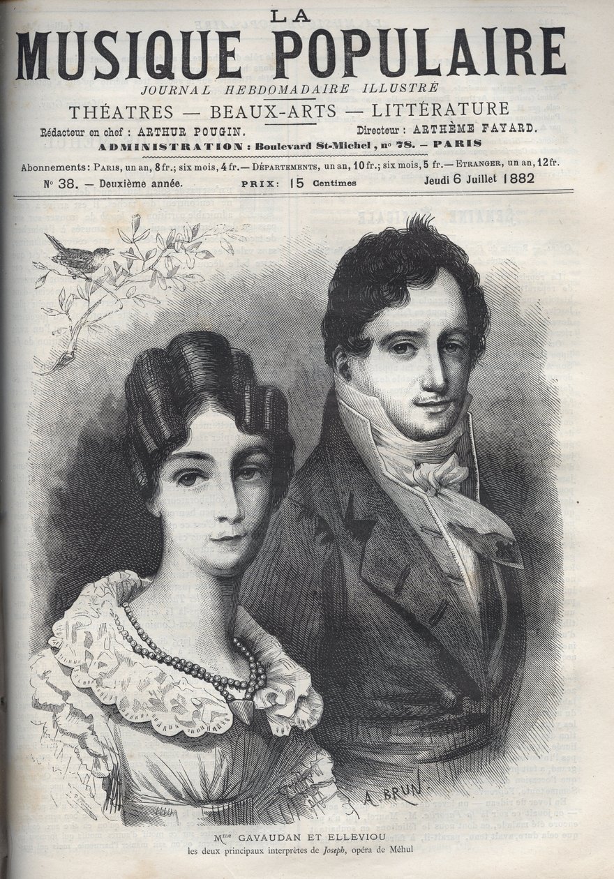 Madame Gavaudan és Elleviou portréja. Alexandrine Marie Agathe Gavaudan Ducamel (Alexandrine-Marie-Agathe Gavaudan-Ducamel) (1781-1850) és Jean Elleviou (1769-1842), francia énekes, humorista és librettista a „Joseph”, ope két fő előadója. alkotó: Unknown artist