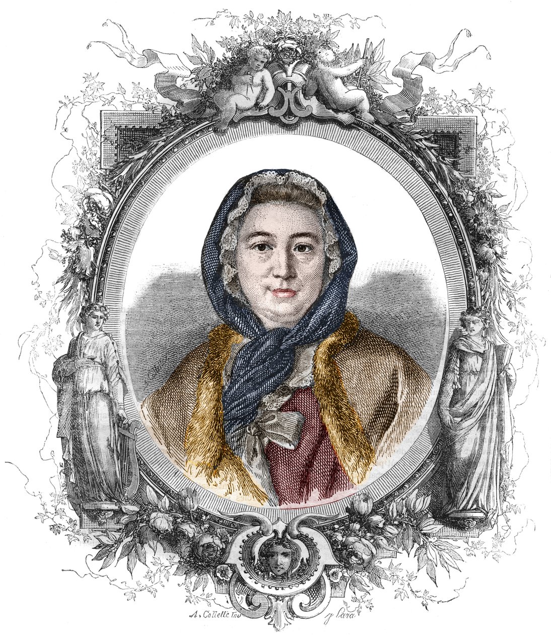 Madame Geoffrin portréja, szül. Marie Therese (Marie-Therese) Rodet (1699-1777) - Metszet 1858-ból alkotó: Unknown artist