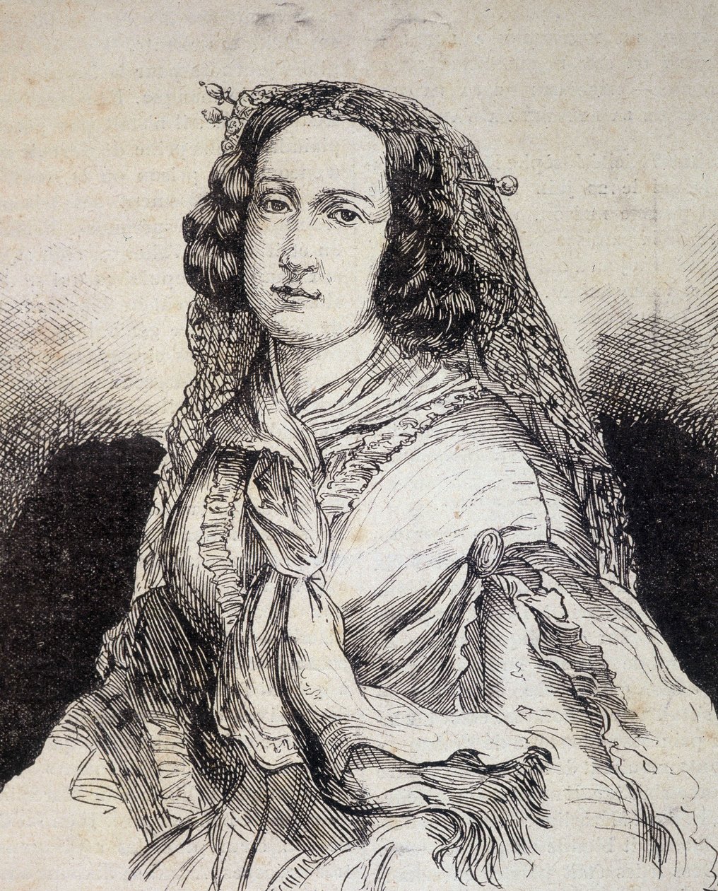 Madame Marceline Desbordes-Valmore (Desbordes Valmore) (1786 - 1859) francia író portréja - a „Les Contemporains” című könyvben, n.d. század vége. alkotó: Unknown artist