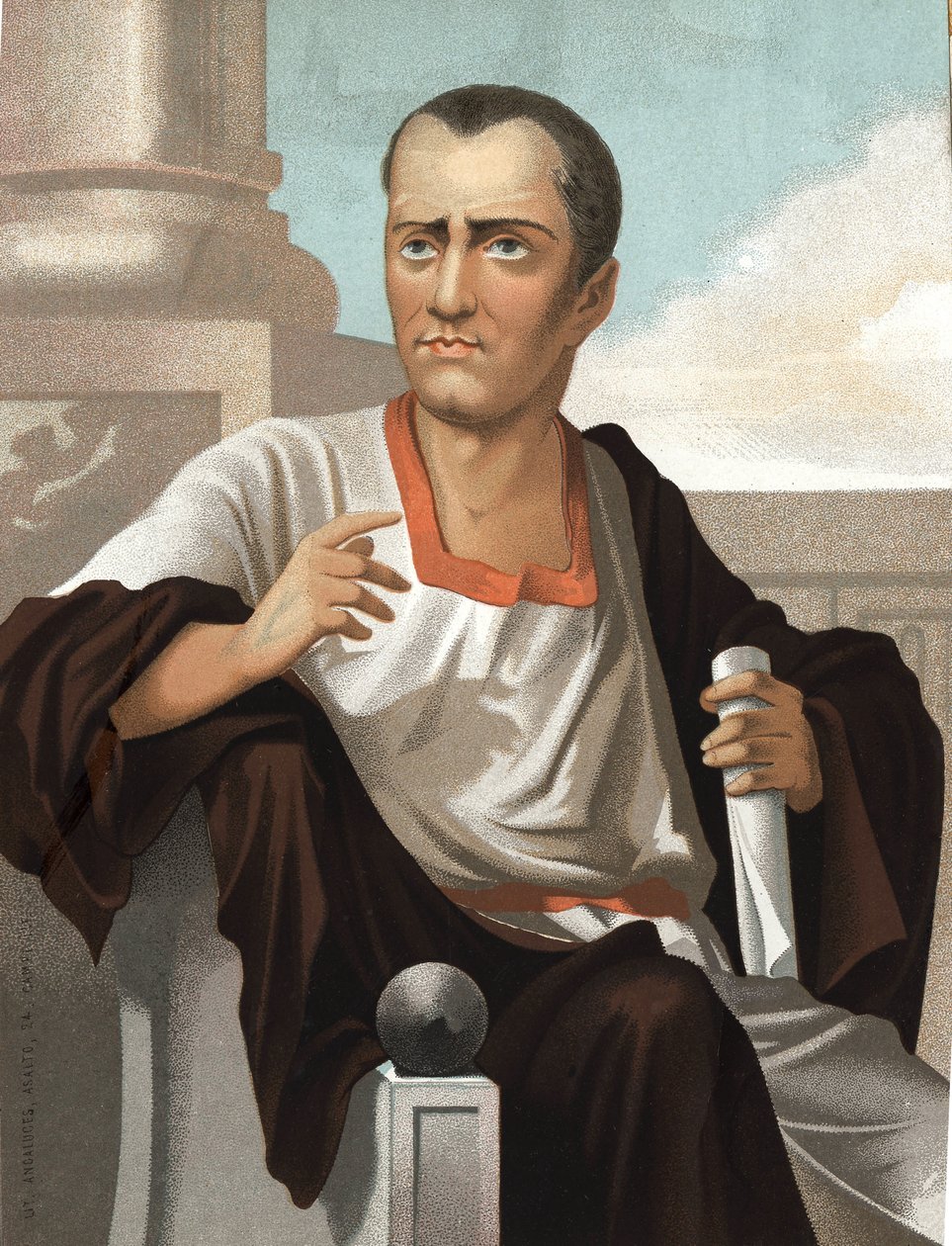 Marcus Junius Brutus portréja. Római politikus (i.e. 85-42. v.) híres férfiak és nők után. Barcelona 1877. alkotó: Unknown artist