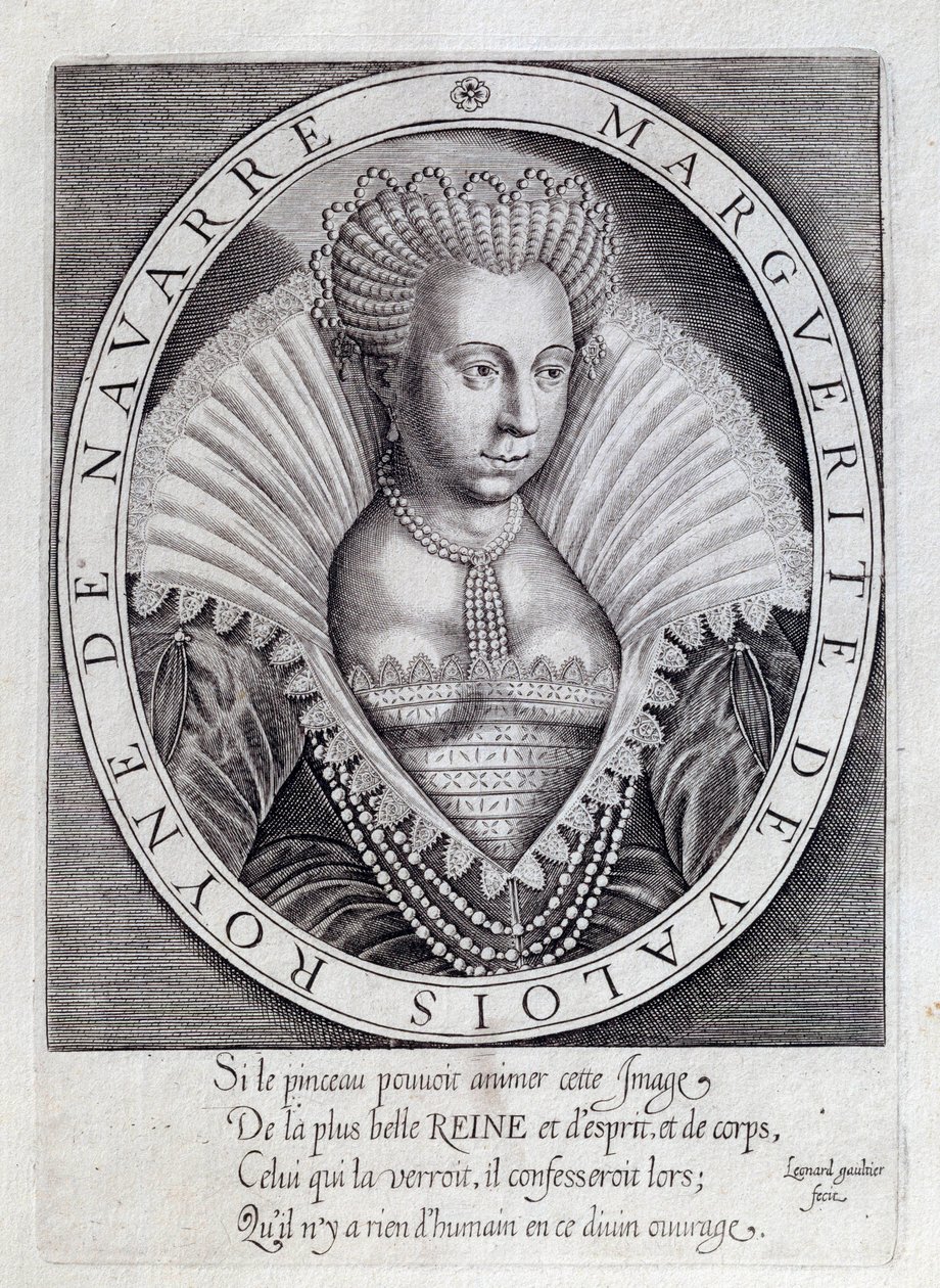 Marguerite de Valois (1553 - 1615), Margot királynőként ismert portréja. századi metszet. Pau, Musee Du Chateau alkotó: Unknown artist