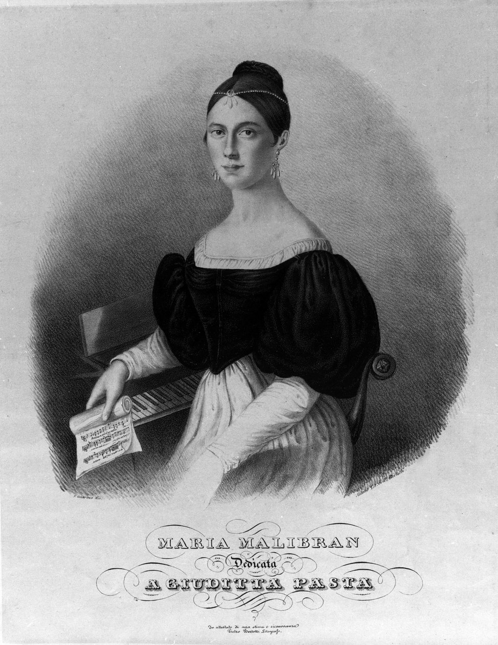 Maria Garcia, a Malibran (1808-1836) énekesnő portréja, a Giuditta tésztának szentelt metszet. alkotó: Unknown artist