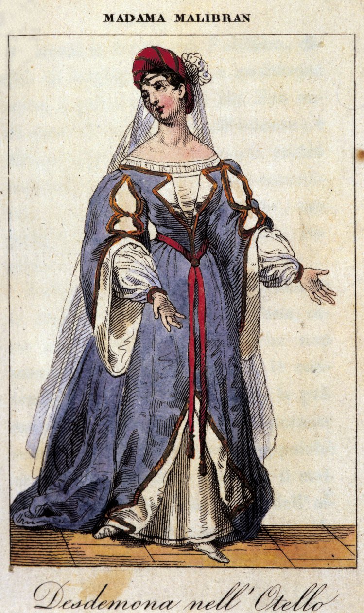 Maria Garcia, a Malibran (1808-1836) énekesnő portréja Desdemone szerepében Gioachino Rossini „" Othello " (Otello) című dalában. Teatro alla Scala 1833. alkotó: Unknown artist