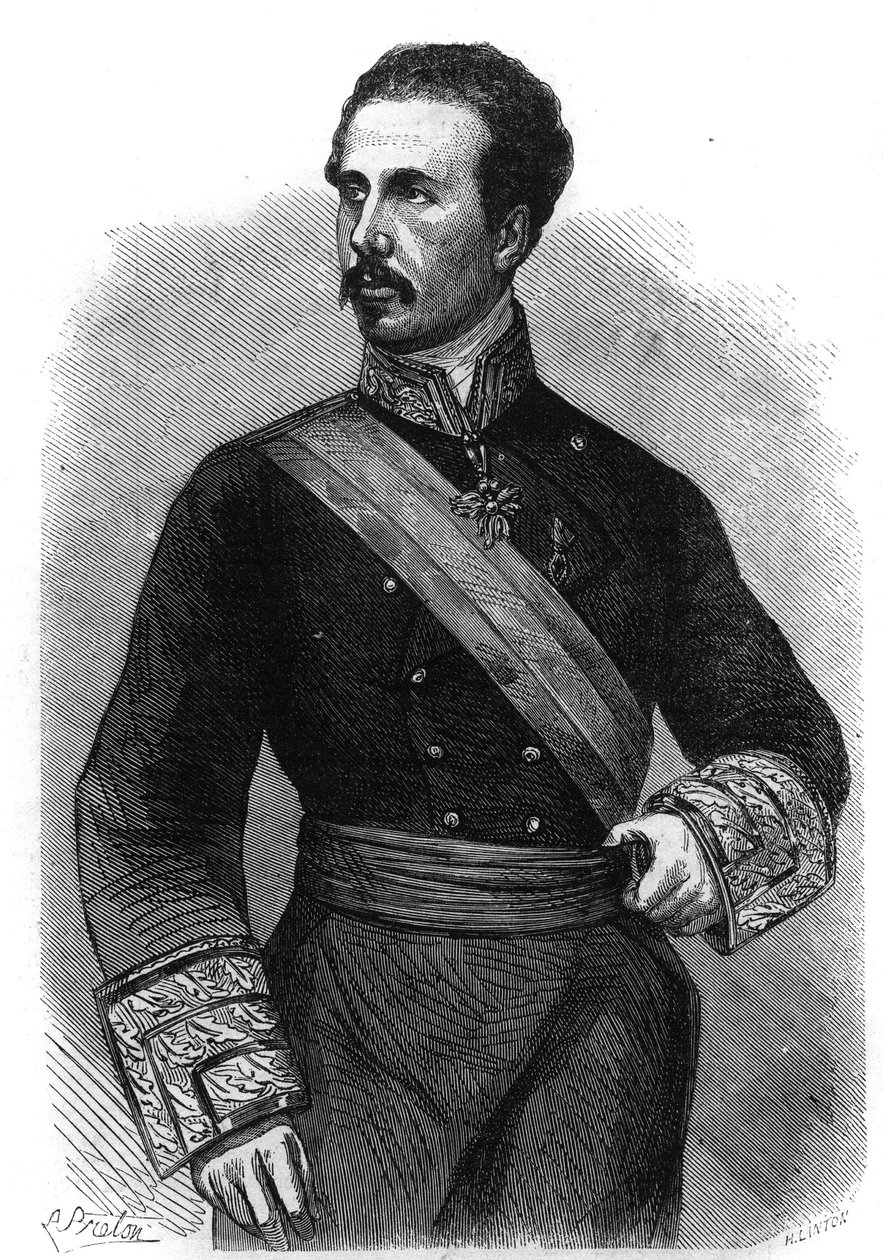 Assisi de Bourbon Marie Ferdinand Francois spanyol király (1822-1902) portréja. Metszet a „The Illustrious Universe”-be alkotó: Unknown artist