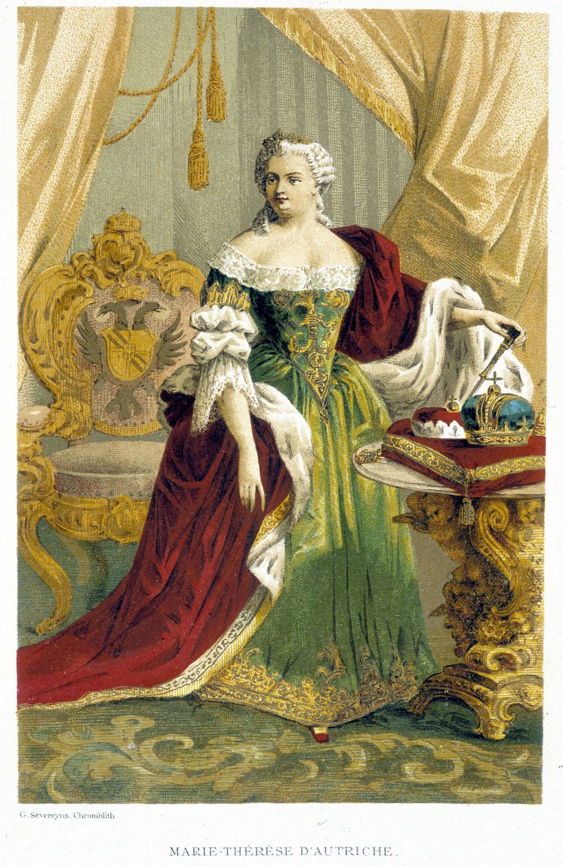 Ausztriai Mária Terézia (1717-1780) portréja. 19. századi kromolitográfia. alkotó: Unknown artist