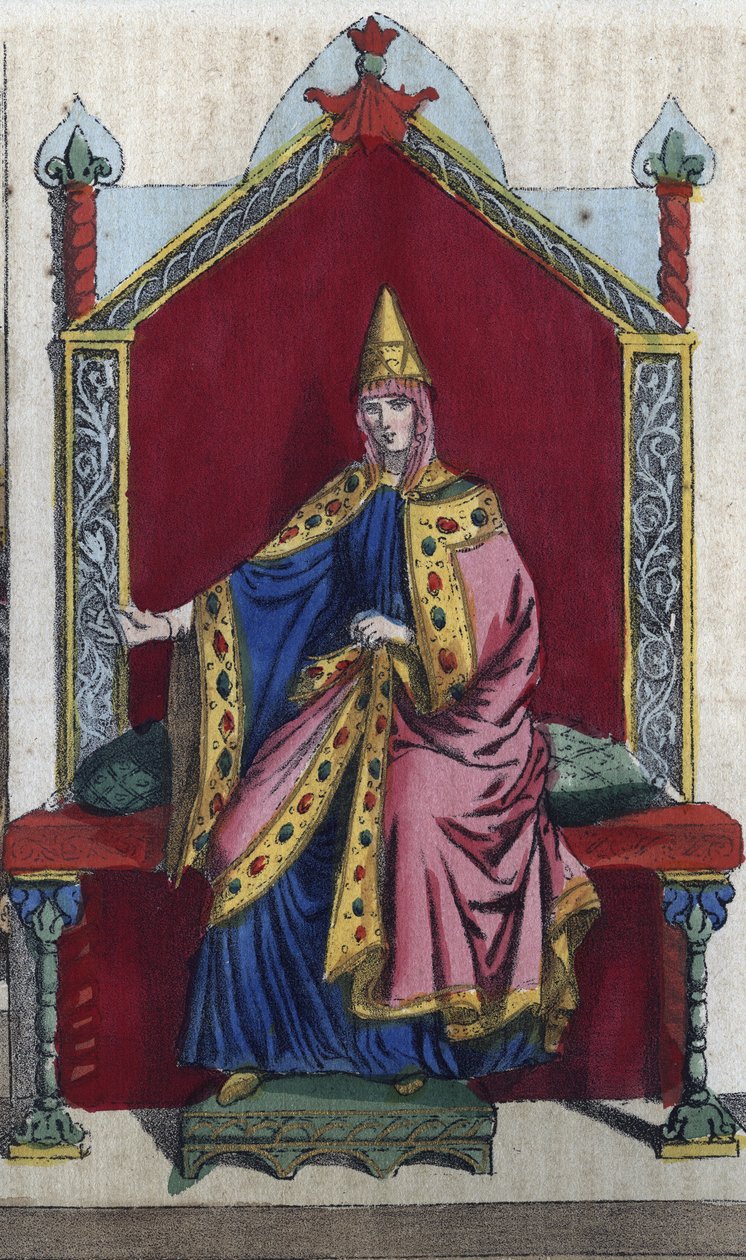 Toszkánai Matilda portréja, más néven Canoss Matilda (Matilde vagy Mathilda) (1046 - 1115) olasz nemesasszony – metszet a „Szokások és hagyományok a világegyetem összes népére” könyvéből. Ez a kormány, a törvények, a milícia és a vallás története alkotó: Unknown artist