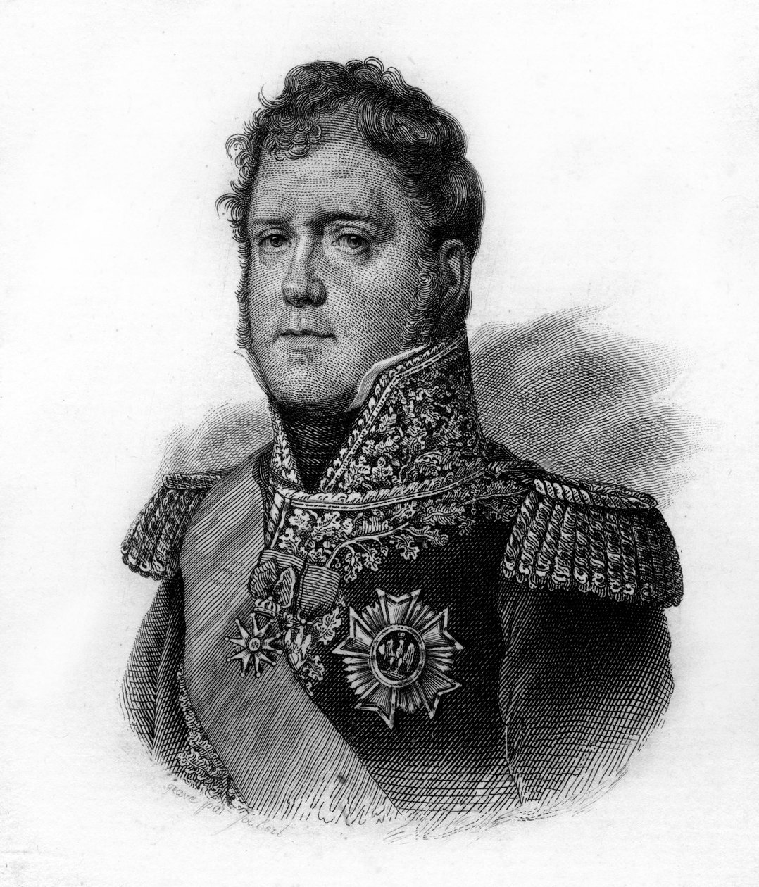 Michel Ney (1769-1815), Elchingen hercege, Moszkova hercege, francia marsall portréja, metszet a XIX. alkotó: Unknown artist