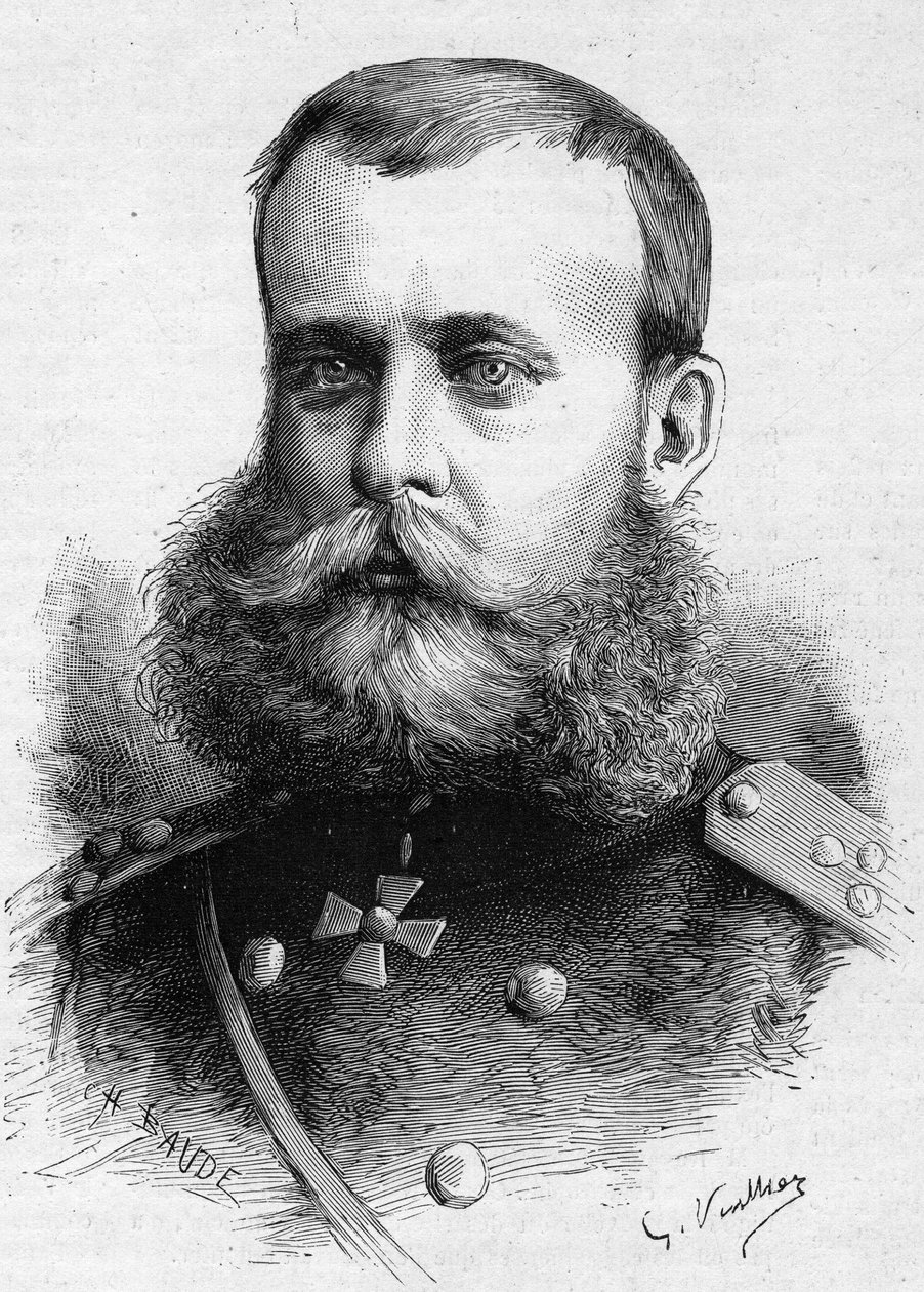 Mihail Dmitrijevics Szkobeleff (Szkobeleff vagy Szkobelev tábornok) (1843-1882), orosz katona portréja. Metszet a „” Le Monde Illustré”” 1301. számban, március 4 alkotó: Unknown artist