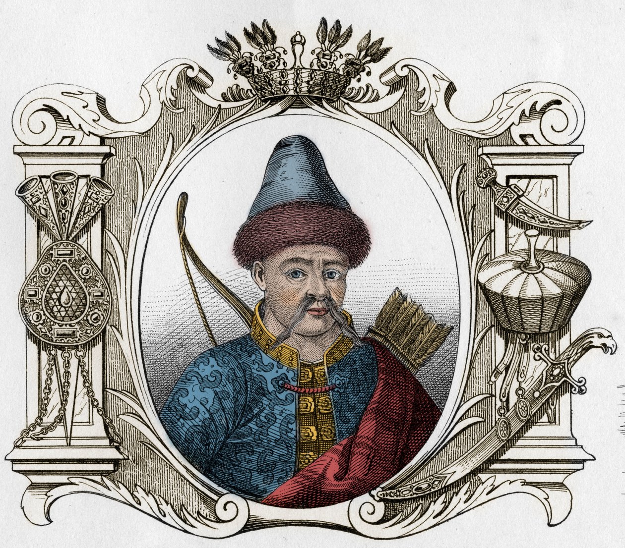 Timur (Tamerlane) mongol uralkodó portréja (1336-1405) - Tamerlan (1336-1405) (vagy Timur Lang, „Timur, a béna””) 1861-es metszet alkotó: Unknown artist