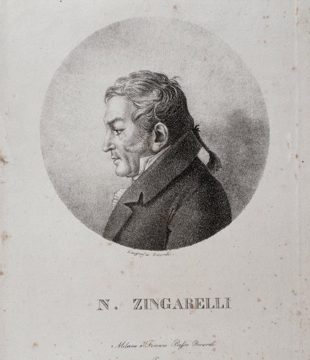 Nicola Antonio Zingarelli portréja (metszet alkotó: Unknown artist