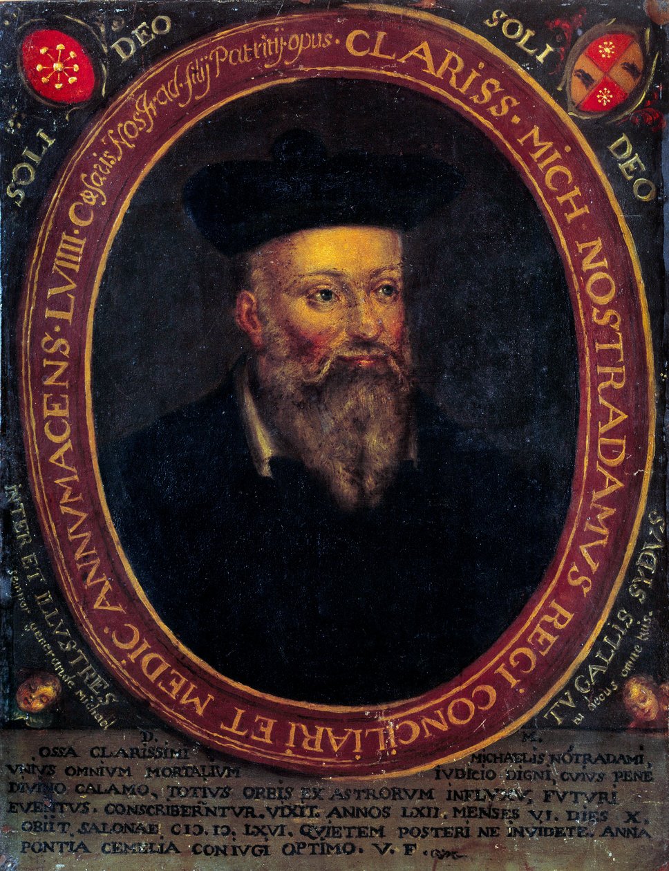 Nostradamus, Michel de Notre Dame (1503-1566) francia asztrológus és orvos portréja. Rézmetszet alkotó: Unknown artist