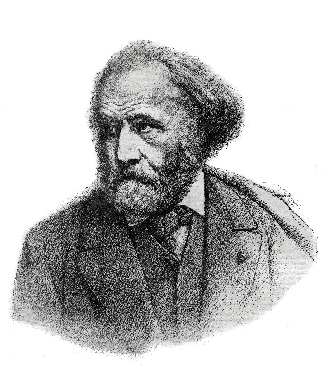 Paul Chenavard (1807-1895) francia festő portréja - 1895-ös metszet alkotó: Unknown artist