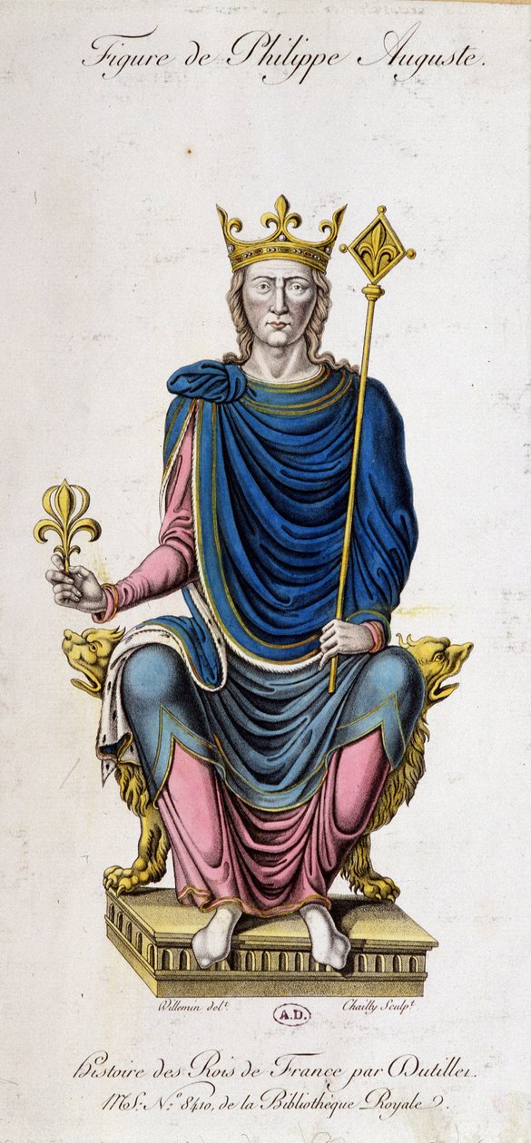 Fülöp Augustus portréja a trónján - egy 13. századi dokumentumból alkotó: Unknown artist