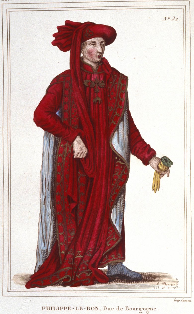 III. Jó Fülöp (1396-1467) portréja, Burgundia hercege, 1830-as metszet alkotó: Unknown artist