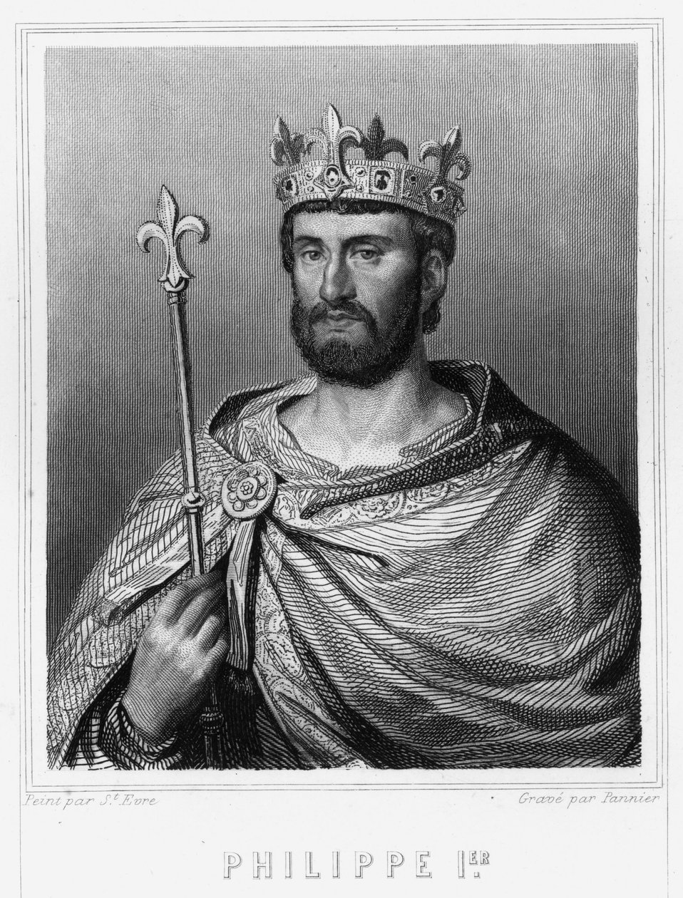 I. Fülöp (1060 - 1108), francia király portréja – Lavallée „Histoire des Français” című művében, metszet, sd. alkotó: Unknown artist