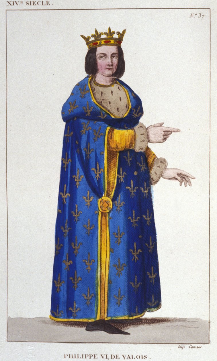 VI. Valois Fülöp (1293-1350) francia király portréja. 1830-as metszet alkotó: Unknown artist