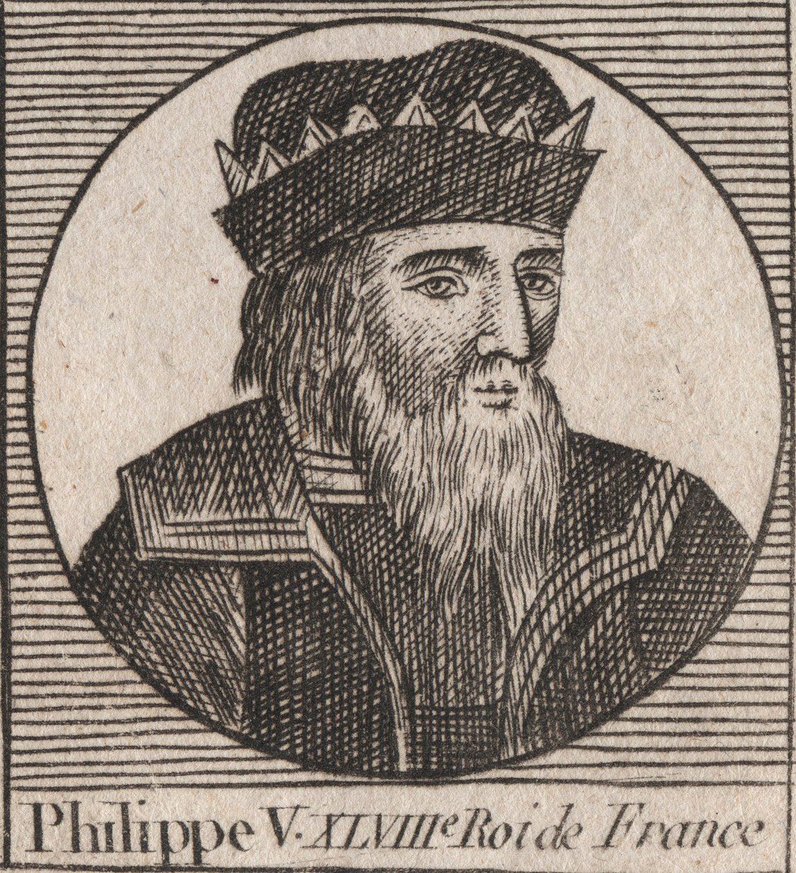 V. Hosszú Fülöp (1294-1322), francia király portréja – V. Philippe (1294-1322) „Beszéd” – metszet az „Utasítás Franciaország történetéről” című kötetéből, Charles Constant Le Tellier 1821-ben alkotó: Unknown artist