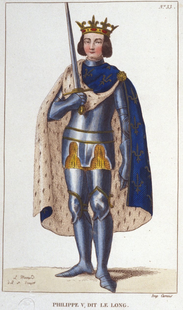V. Hosszú Fülöp (1294-1322), francia király portréja, 1830-as metszet alkotó: Unknown artist