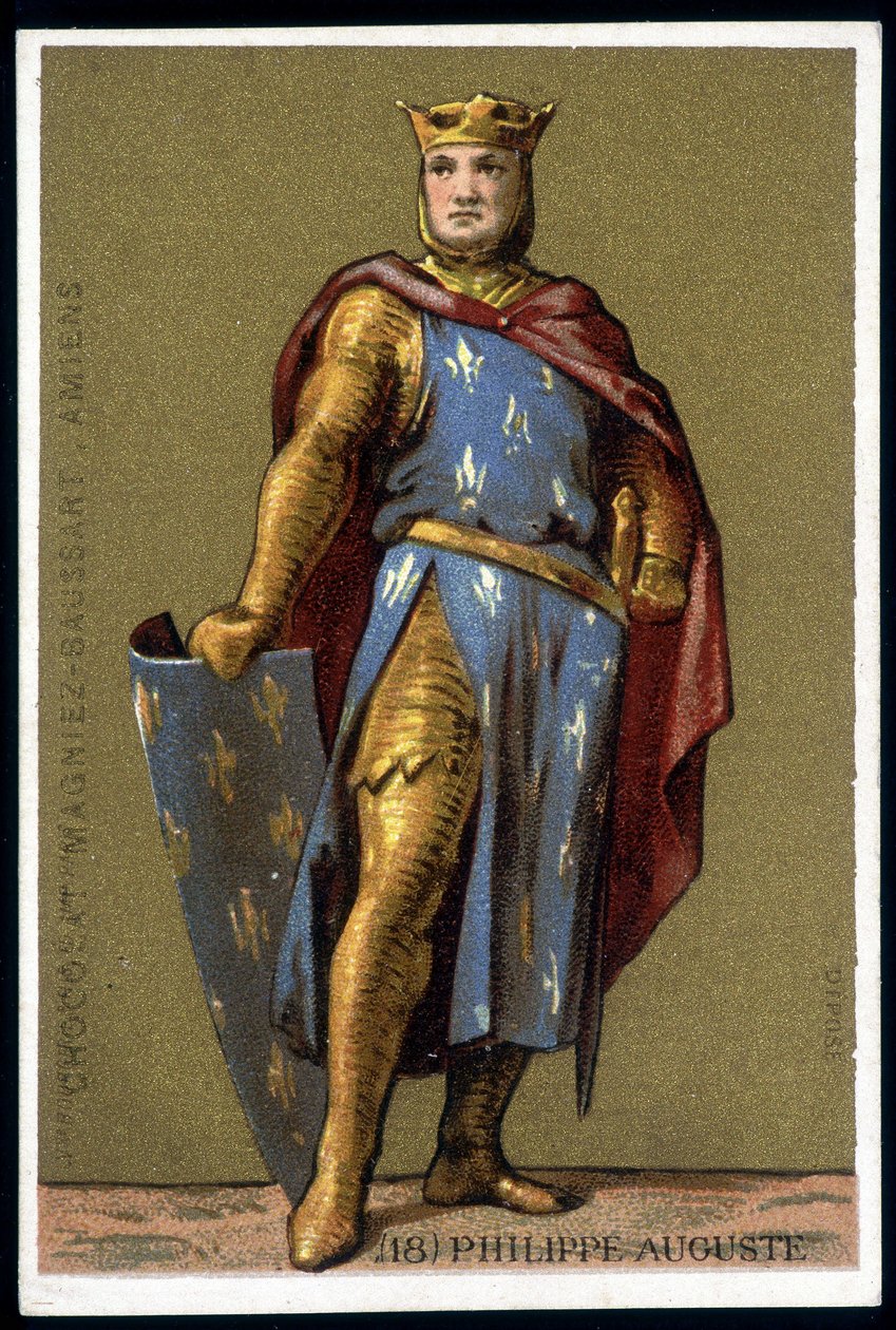 Philippe Auguste portréja harci ruhában - chromo, 19. század vége alkotó: Unknown artist