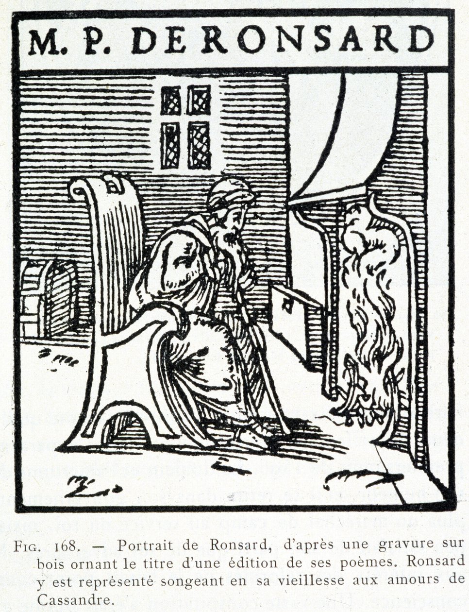 Pierre de Ronsard portréja Cassandre szerelmének régi gondolkodása - fametszet alkotó: Unknown artist