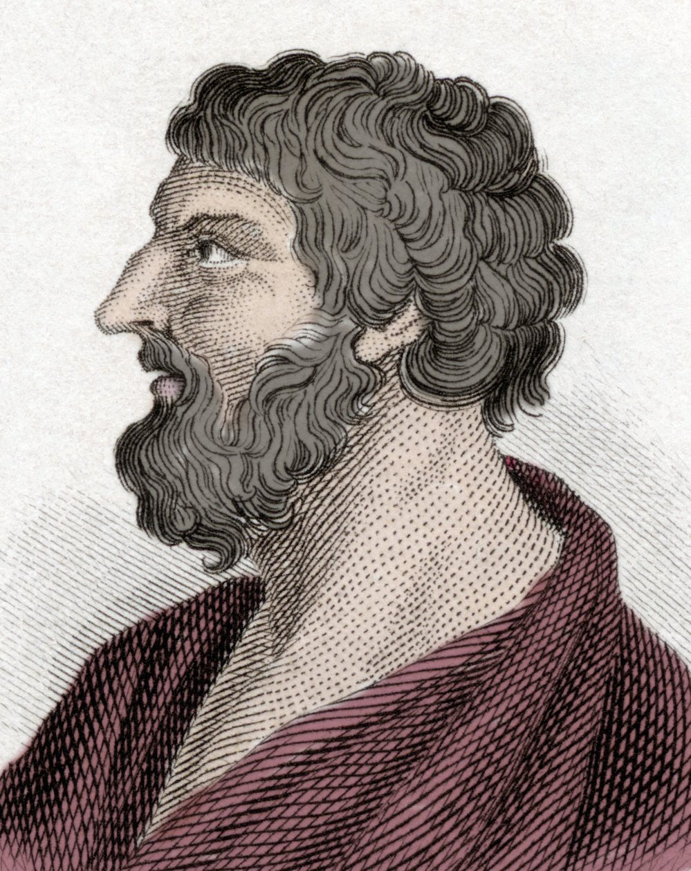 Mitilenéi Pittacos görög államférfi (Kr. e. 650-570) portréja (Mitilénei Pittacus). Metszet 19. század. alkotó: Unknown artist