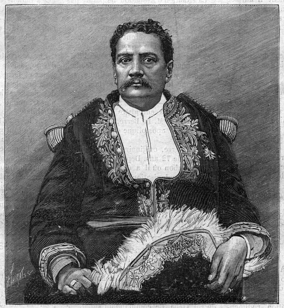 V. Pomare (1839-1891), Tahiti utolsó uralkodójának portréja - metszet alkotó: Unknown artist