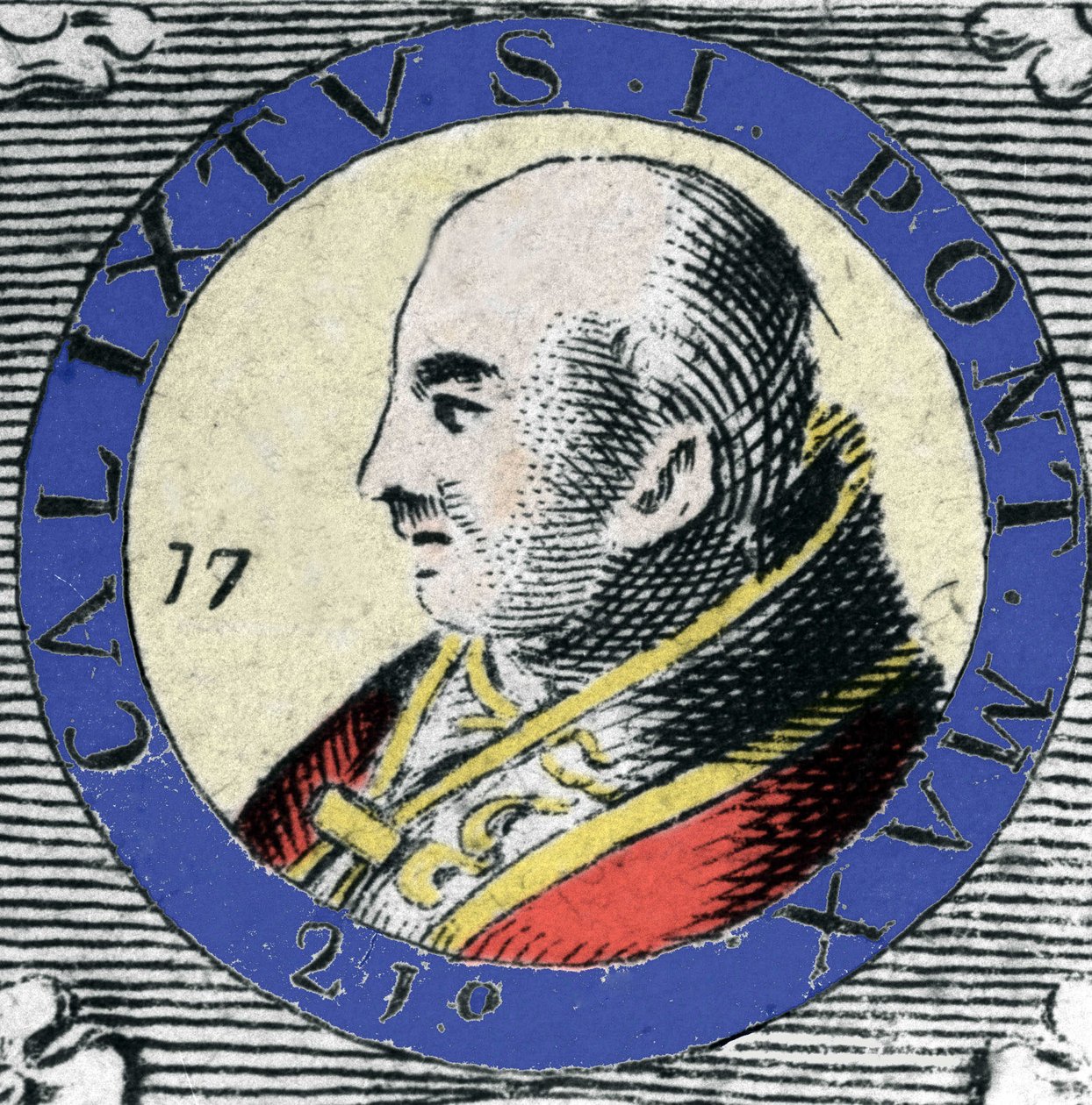 Calixte (vagy Callista) I, 155-ben született pápa (Papa San Callisto) portréja. alkotó: Unknown artist