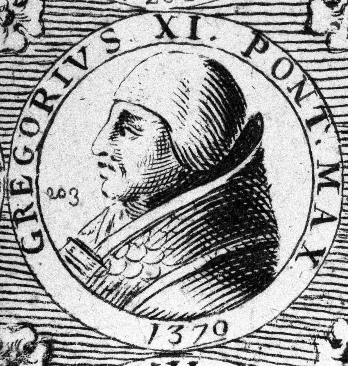 Az 1370-ben megválasztott és 1378-ban elhunyt XI. Gergely pápa portréja. alkotó: Unknown artist