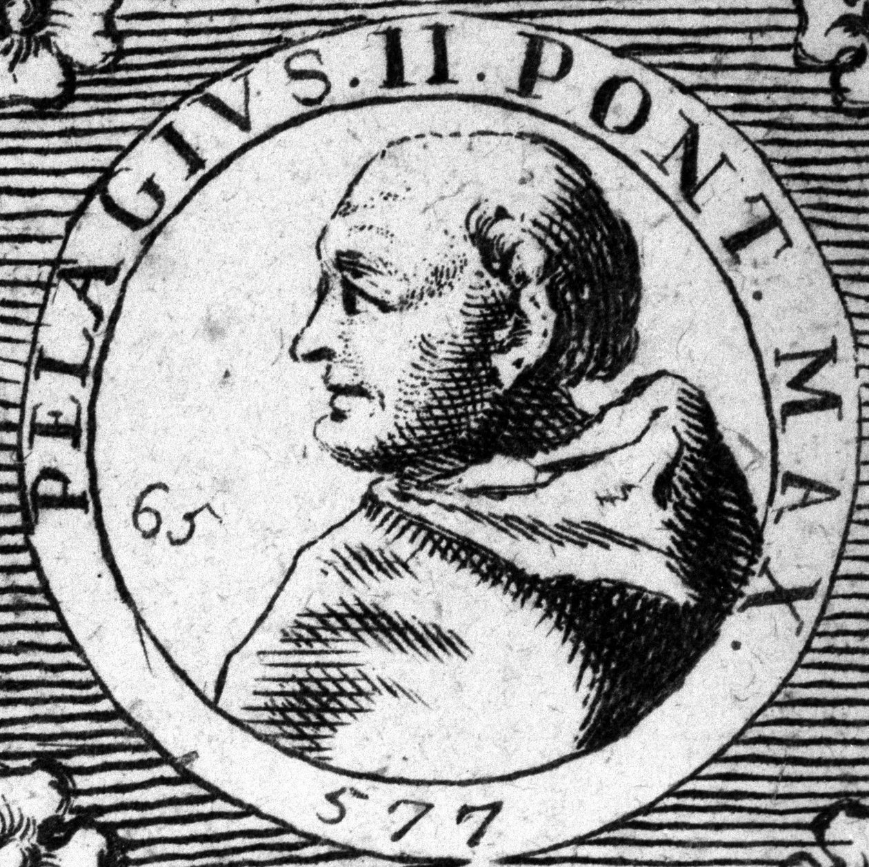 II. Pelage pápa (Pelagius) portréja (520-590). alkotó: Unknown artist
