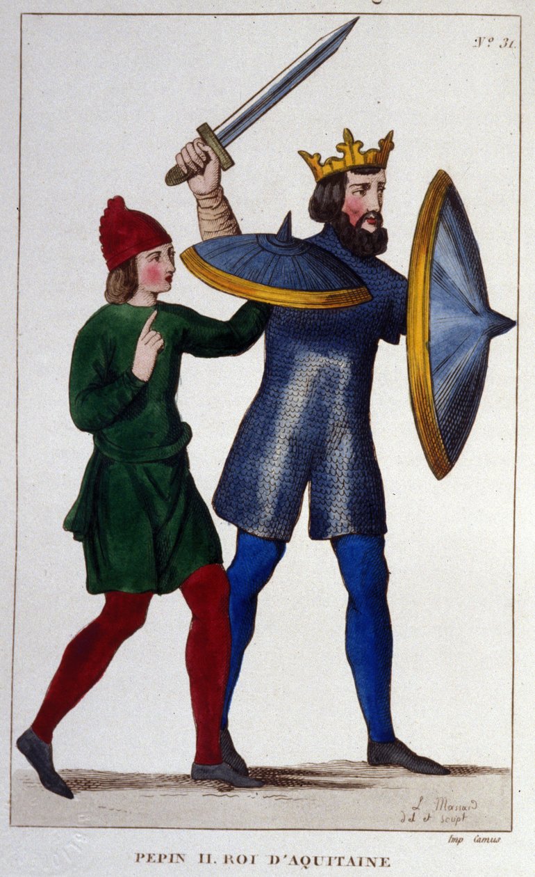 II. Pépin (823 - 864), Aquitánia királyának portréja. metszet 1830-ból. alkotó: Unknown artist