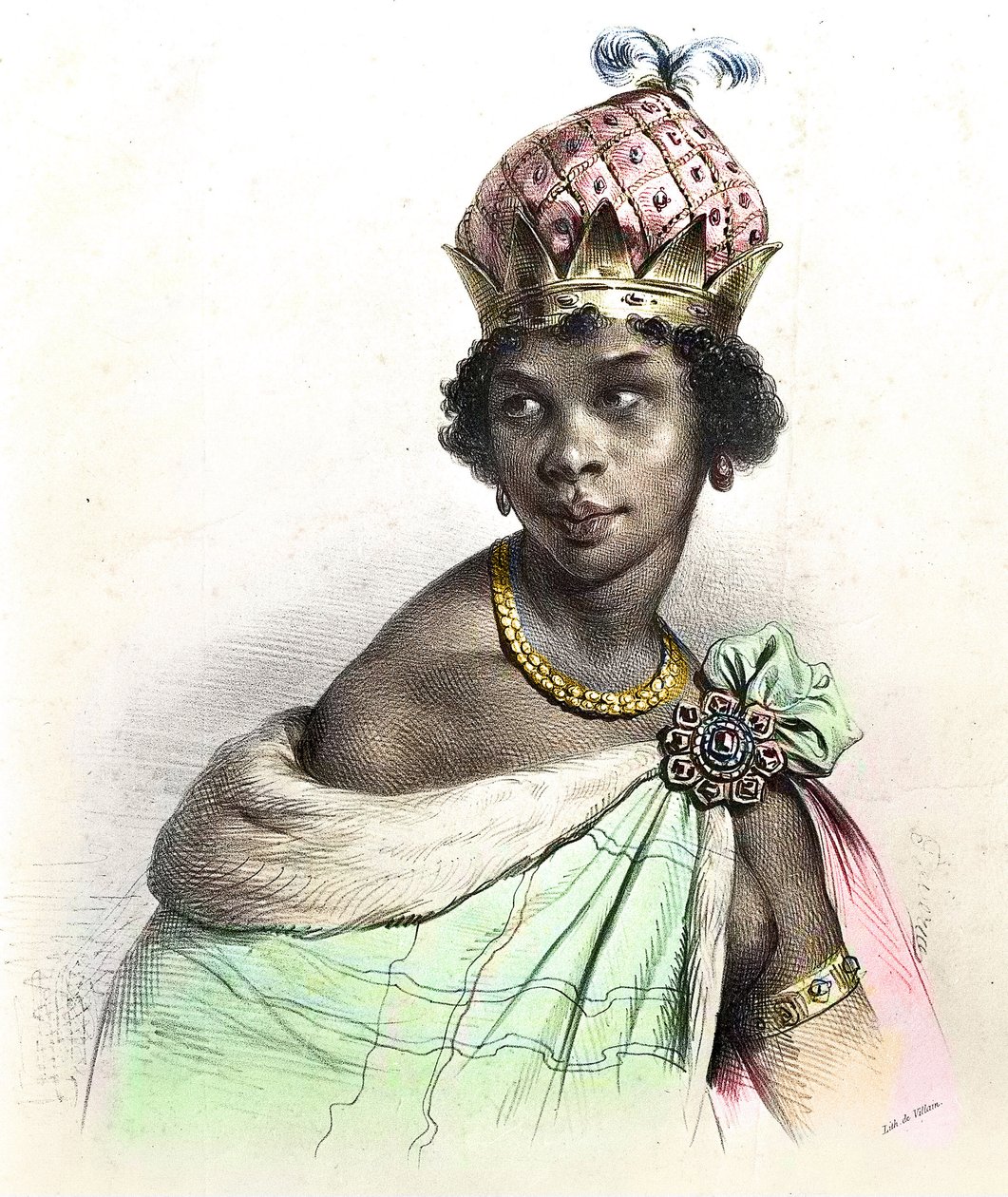 Anna Nzinga királynő vagy Ana de Sousa Nzinga Mbande portréja – Anna Nzinga, Ana de Sousa Nzinga Mbande vagy Njinga Mbandi – Nzinga du Ndongo et Matamba – „” Ginga, a Rainha Quilombola de Matamba e Angola ”” alkotó: Unknown artist
