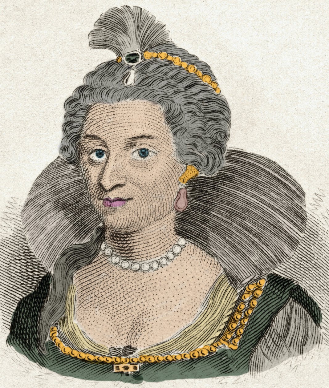Anna dán királynő portréja, angol királynő (1574-1619), I. Jakab angol király (1566-1625) felesége. századi metszet alkotó: Unknown artist