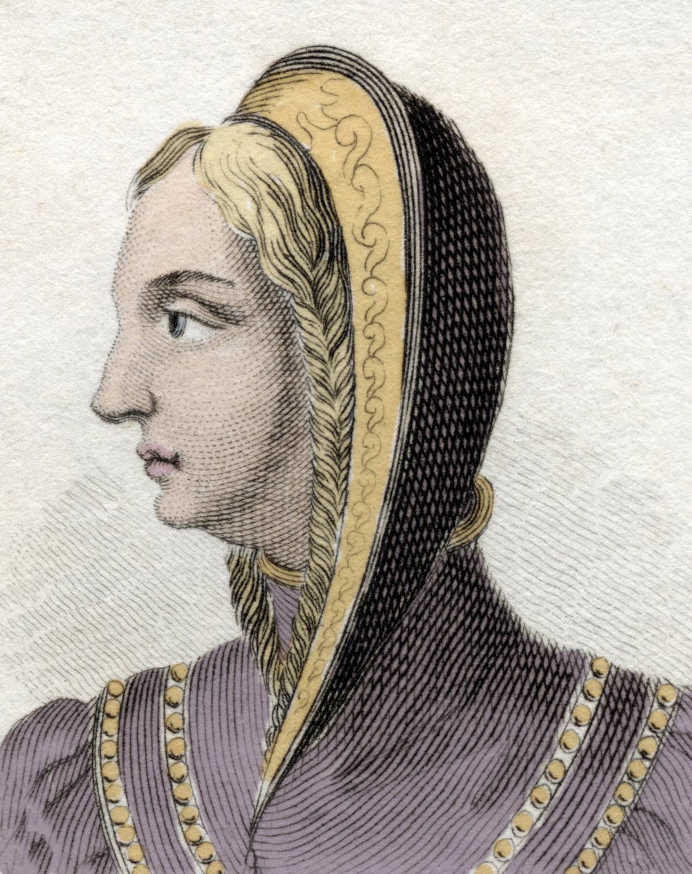 Izabella kasztíliai királynő (1. Izabella katolikus) portréja (1451-1504). századi metszet. alkotó: Unknown artist