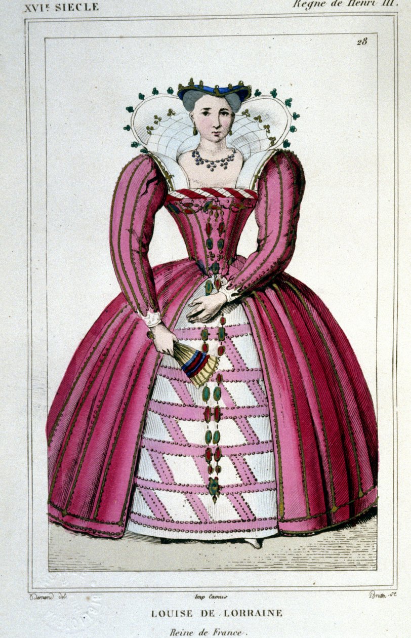 Lotharingiai Louise királynő (1553 - 1601), III. Henrik feleségének portréja. Metszet 1830-ból. alkotó: Unknown artist