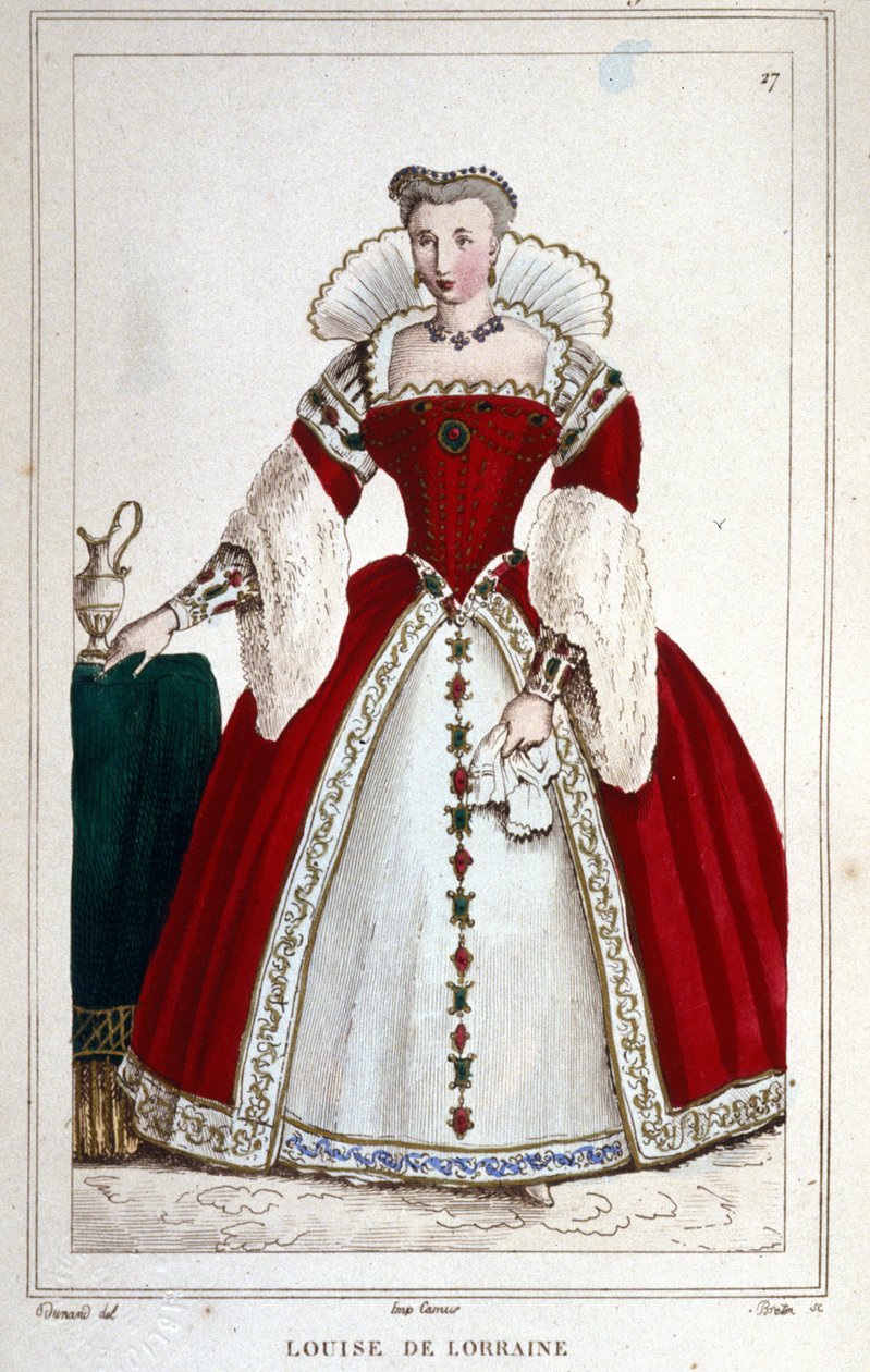 Lotharingiai Louise királynő (1553 - 1601), III. Henrik feleségének portréja. 1830-as metszet. alkotó: Unknown artist