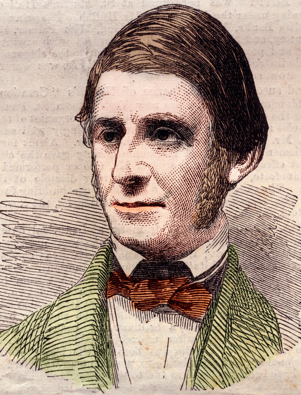 Ralph Waldo Emerson (1803-1882) esszéista, filozófus, amerikai költő portréja. Metszet az 1858. március 20-i „” The illustrated London News”-ba. alkotó: Unknown artist