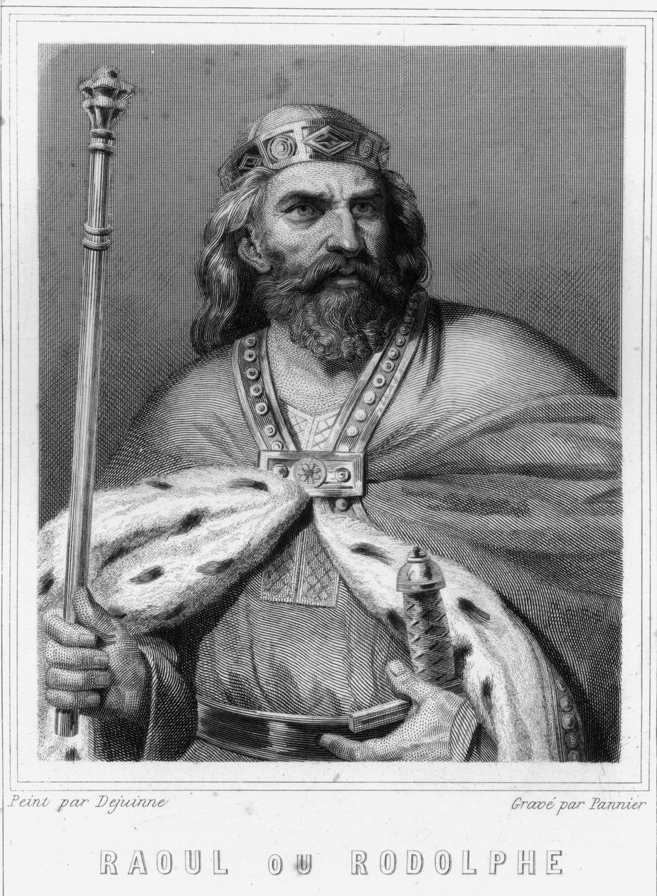 Raoul vagy burgundi Rodolphe (? - 936), burgundi herceg és francia király portréja - Lavallée „Histoire des Français”-jában, metszet, sd. alkotó: Unknown artist