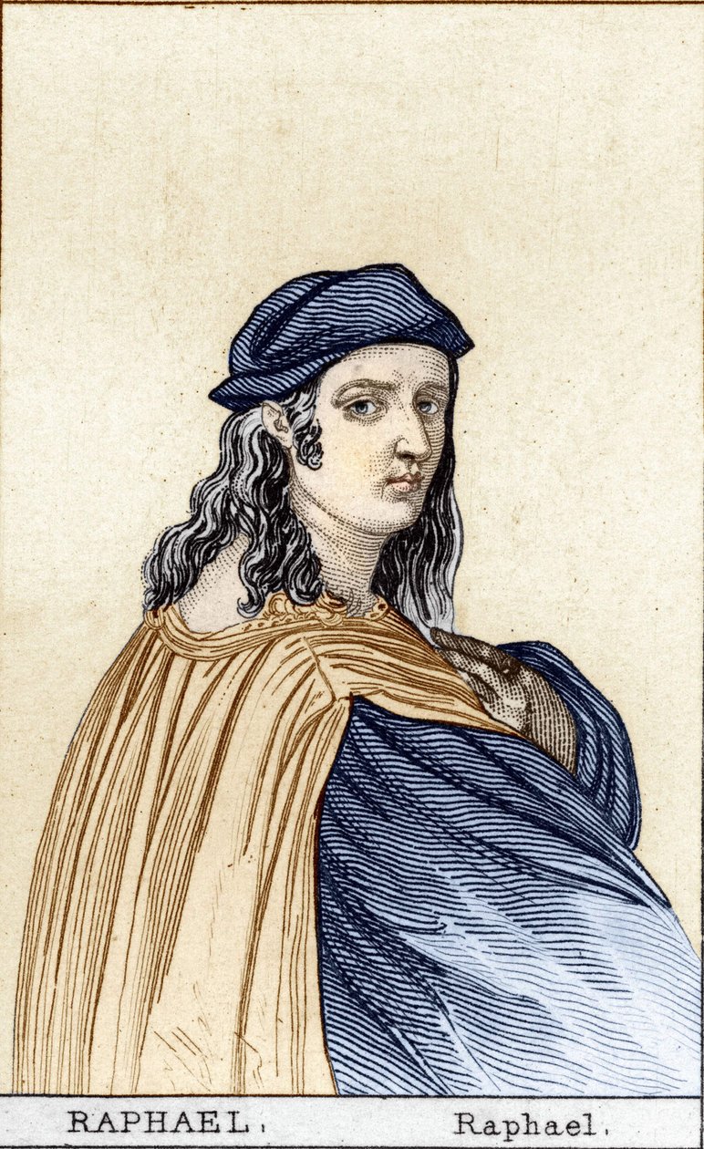 Raphael (Raffaello Sanzio 1483 - 1520) (1483 - 1520) olasz festő portréja. Metszet 19. század. alkotó: Unknown artist