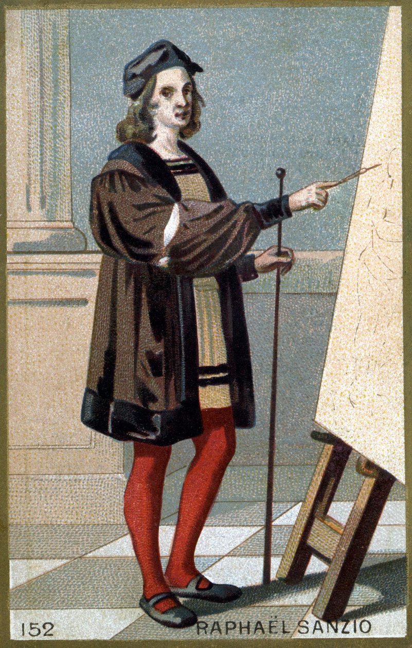 Raphael portréja (Raffaello Sanzio 1483 - 1520). A 19. század végének kromolitográfiája. alkotó: Unknown artist