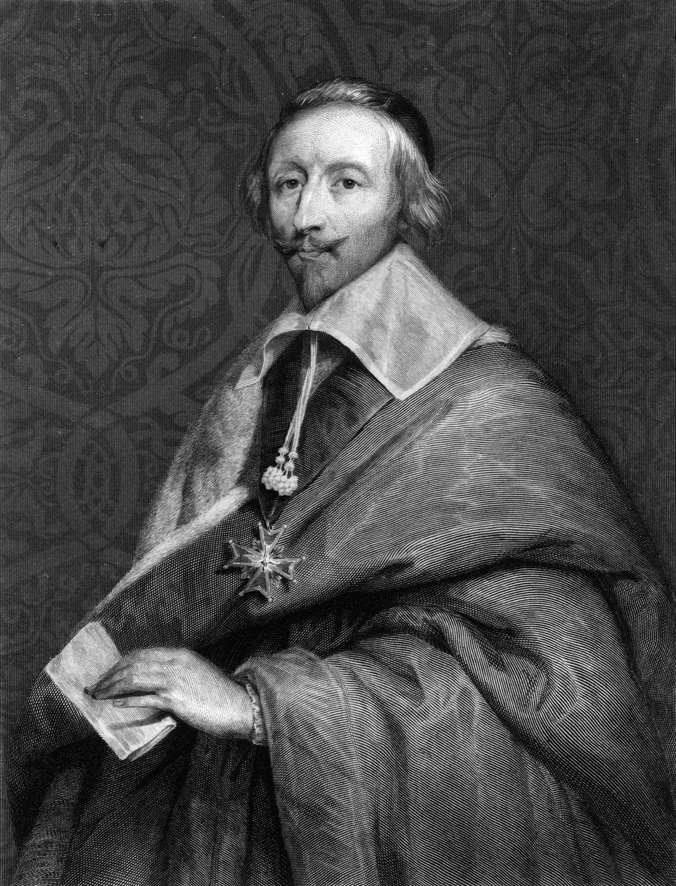 Richelieu portréja (1585 - 1642) - Lavallée „" Histoire des Français" című művében, metszet, sd. alkotó: Unknown artist