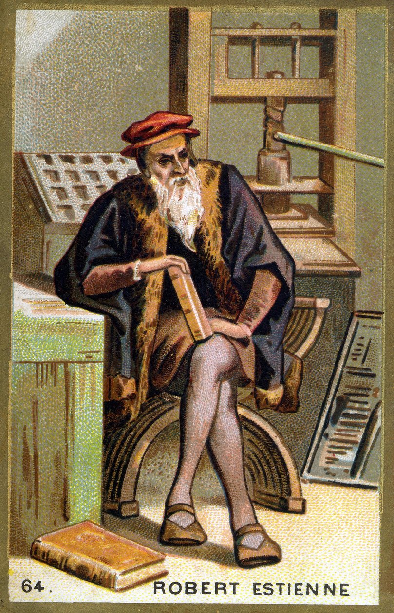 Robert I Estienne (1498-1559) humanista, kiadó és nyomdász portréja. századi kromolitográfiája. alkotó: Unknown artist