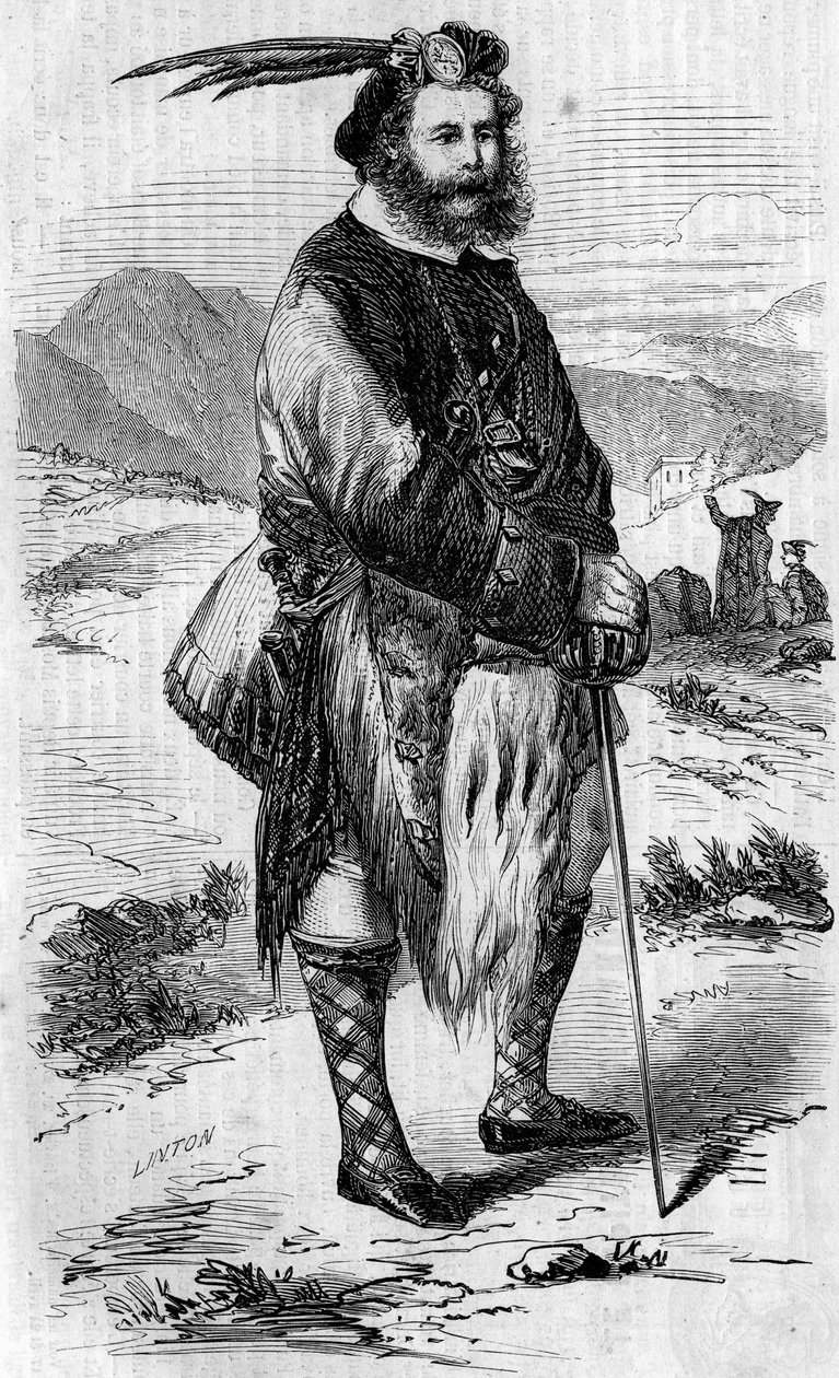 Roualeyn George Gordon Cumming (1820-1866), skót utazó és oroszlánvadász portréja. Linton metszete az 1858. május 8-i „” The Illustrous World” 56. számában. alkotó: Unknown artist