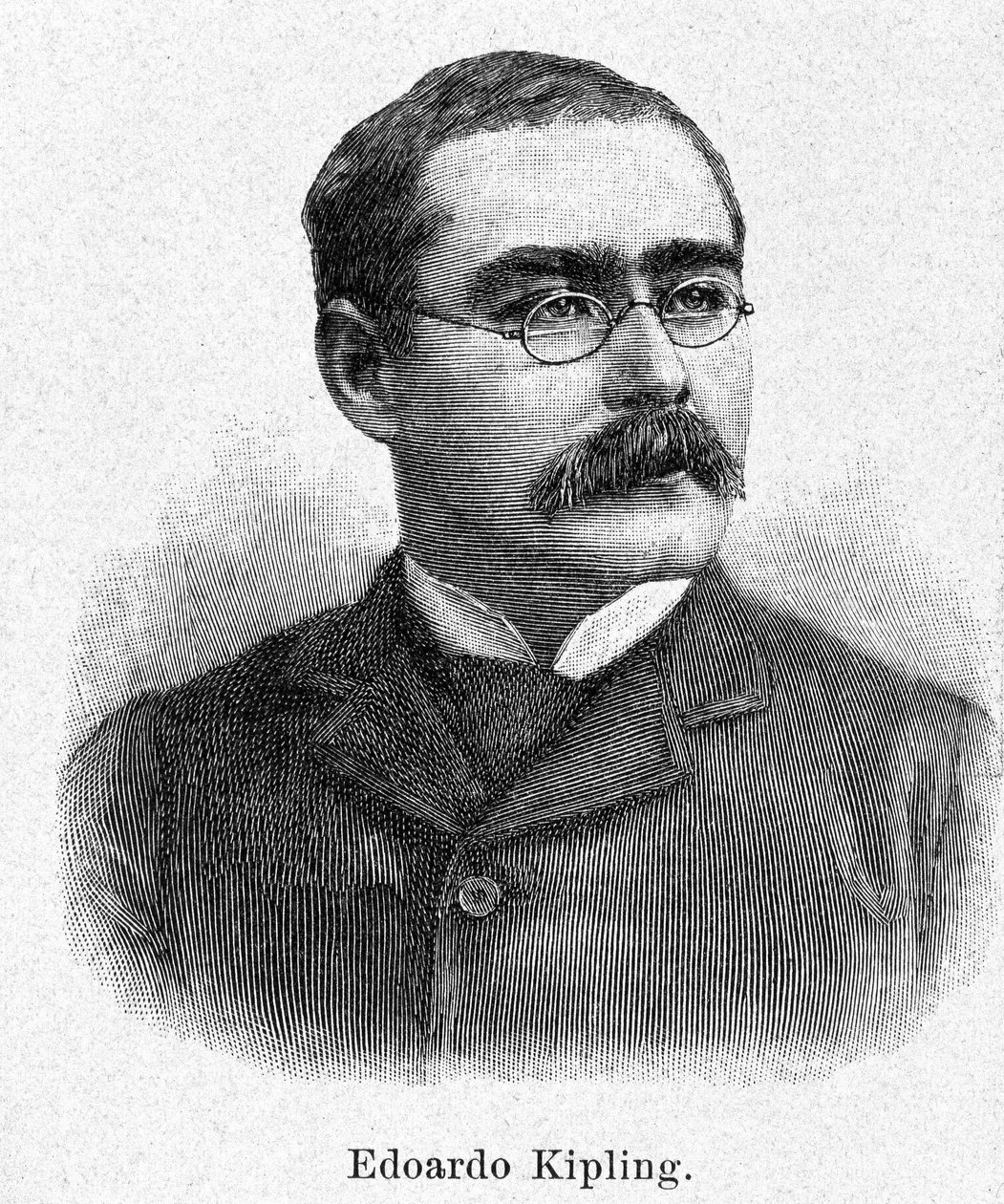 Rudyard Kipling (1865-1936) brit regényíró és költő portréja, 19. századi metszet. alkotó: Unknown artist
