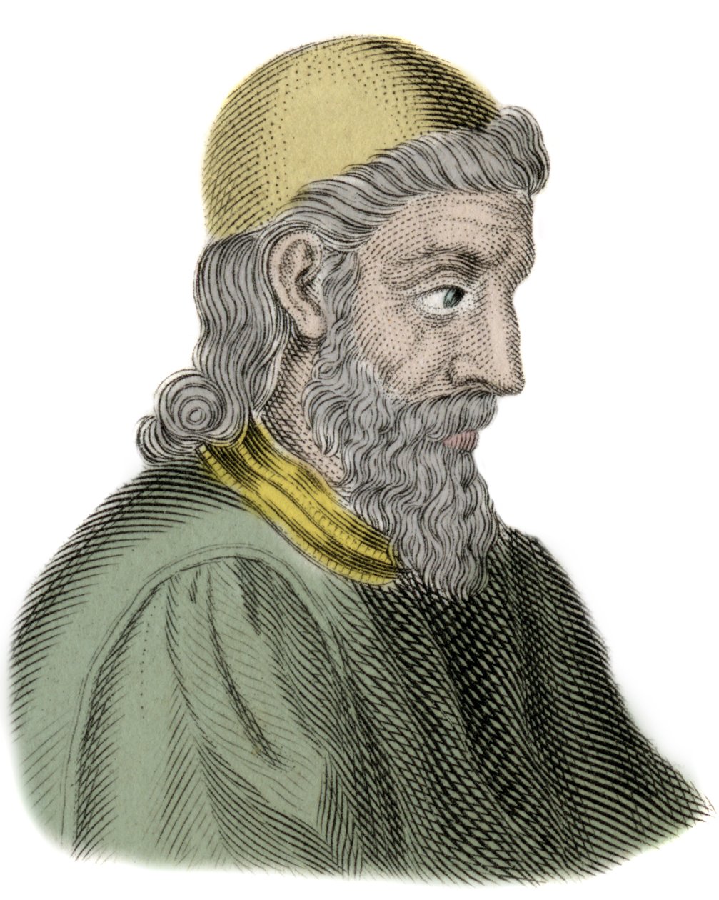 Tiszteletreméltó Szent Bede (Beda Venerabilis) (672-735) szerzetes és egyházdoktor portréja - Metszet alkotó: Unknown artist