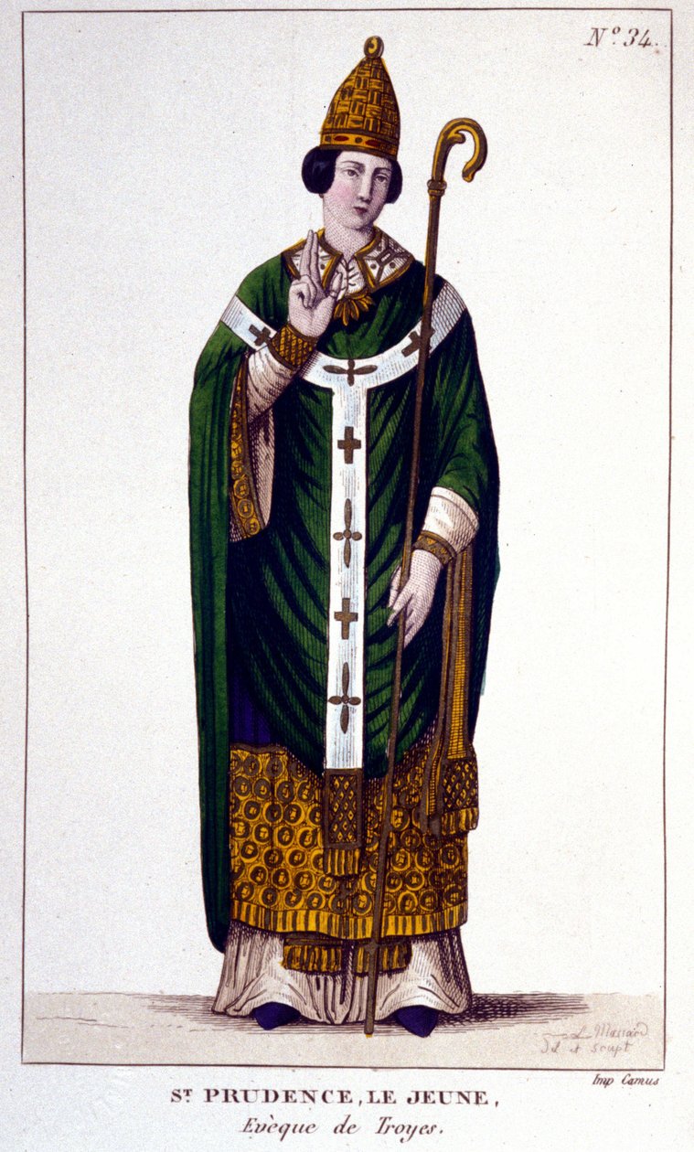 Szent Prudence portréja, Troyes Eveque de Troyes (9. század). alkotó: Unknown artist