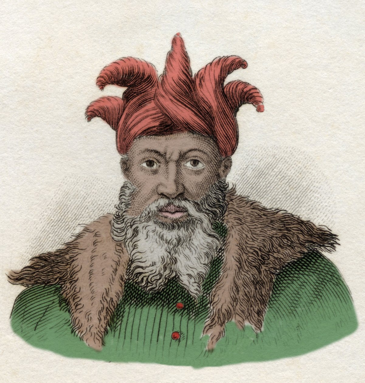 Szaladin (1138-1193) portréja (Salah al Din Yusuf al-Ayyubi (al Ayyubi) katonai parancsnok a keresztesek ellen Egyiptomban. Metszet a 19. századról. alkotó: Unknown artist